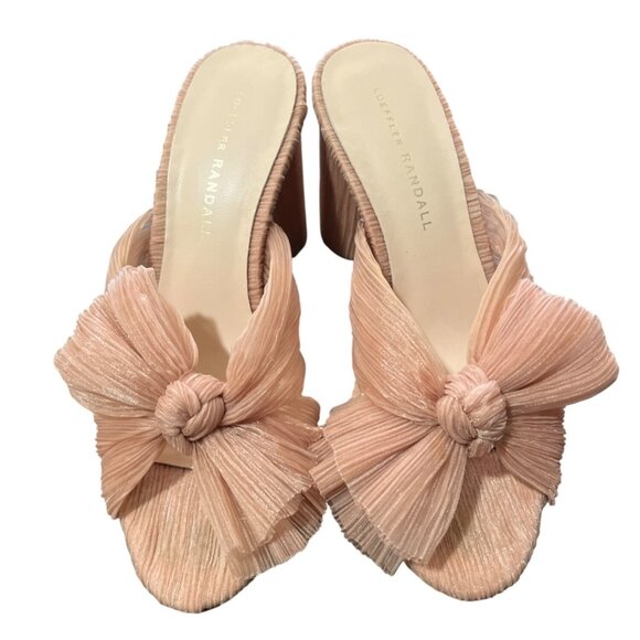 Loeffler Randall Penny Pleated Bow Heel Blush Pink Womens Size 7 - Picture 2 of 10